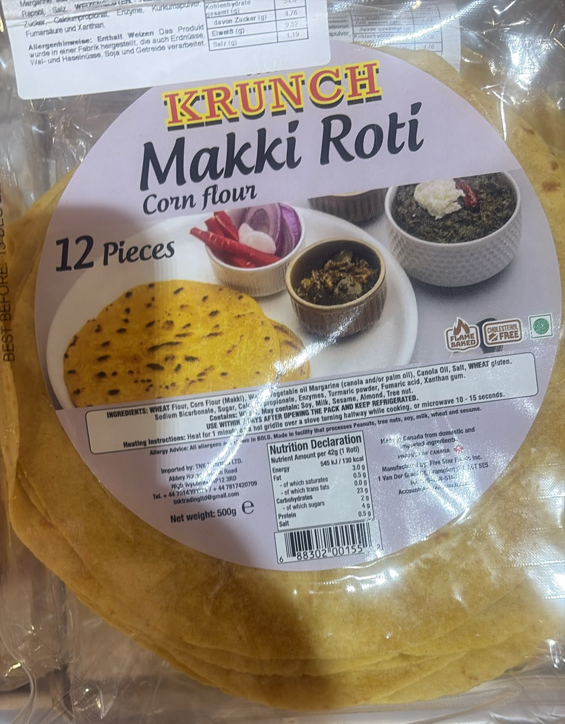 New Krunch Makki Roti Corn Flour 12 pcs 500g