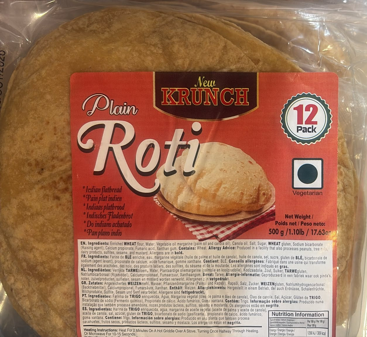 New Krunch Plain Roti 12 pcs 500g